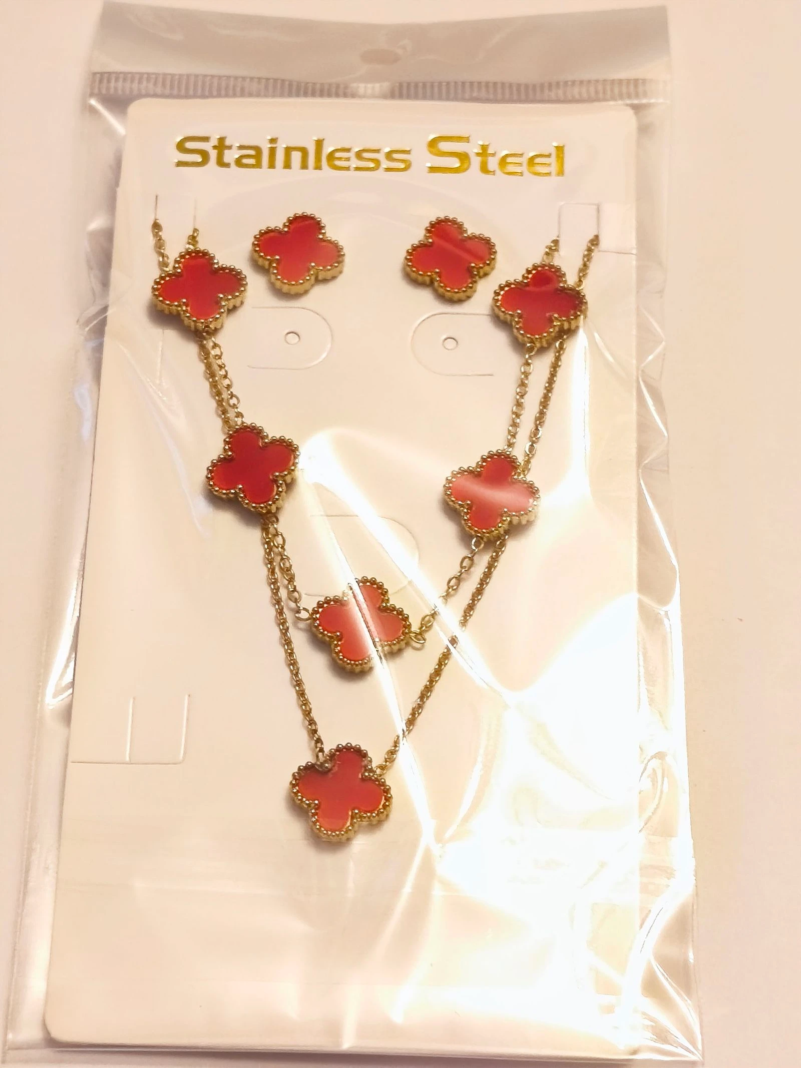 Conjunto de gargantilha, pulseira e brincos de trevo – photo 3